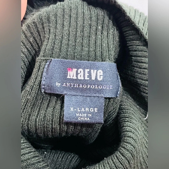 Anthropologie Maeve Button-Sleeve Turtleneck in Holly Green Size XL $90 - Picture 6 of 11